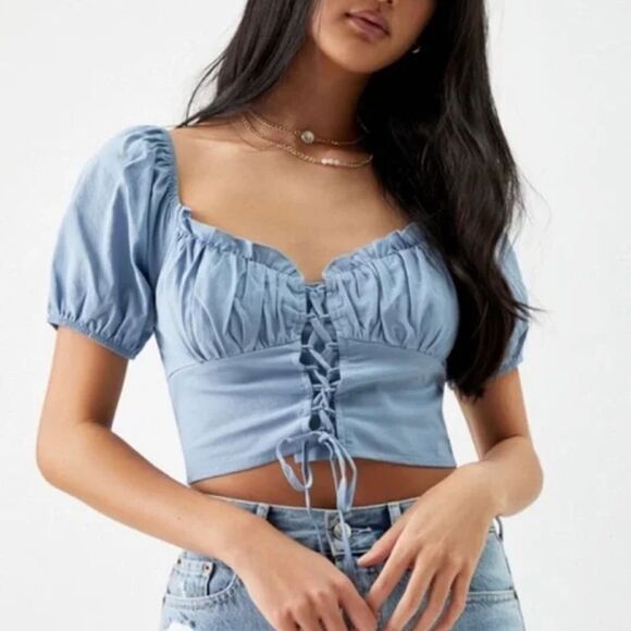 La Hearts Tops - Pacsun LA Hearts Hearts Lace Up Bustier Crop Top Women’s Medium